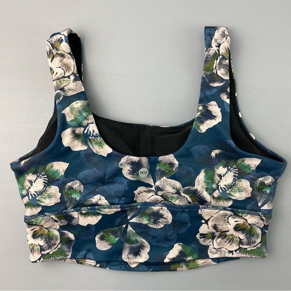 Dip fitness exercise workout bra blue cream floral print wms sz large - Picture 7 of 10